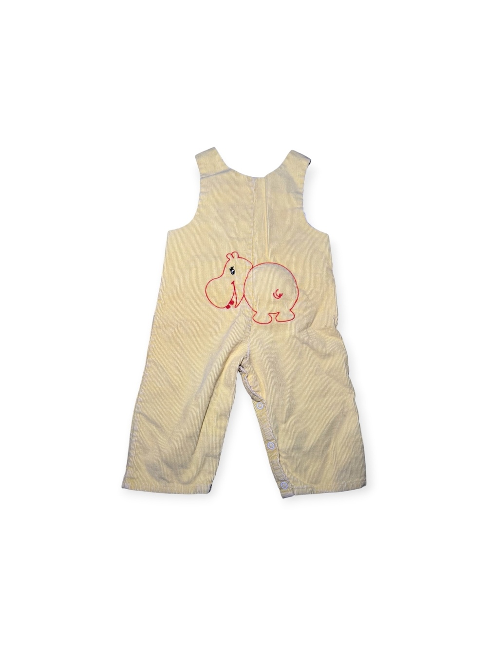 Vintage Yellow Toddler Baby Overalls Hippo Playful 80s 2T Bibs or 18month EUC